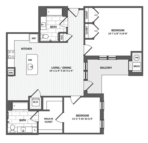 A black and white image of a floor plan for a house.